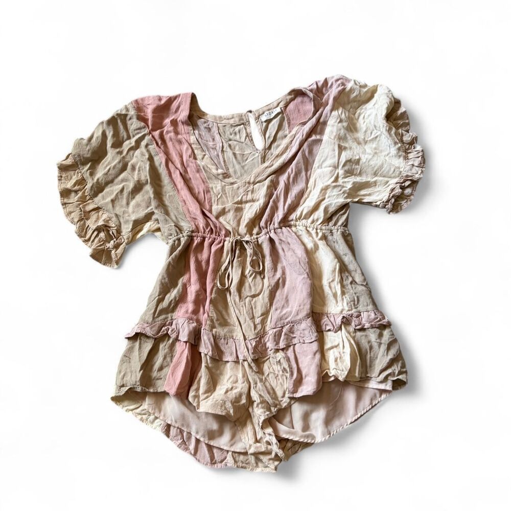 Storia Women's Cream and Pink Playsuit-romper